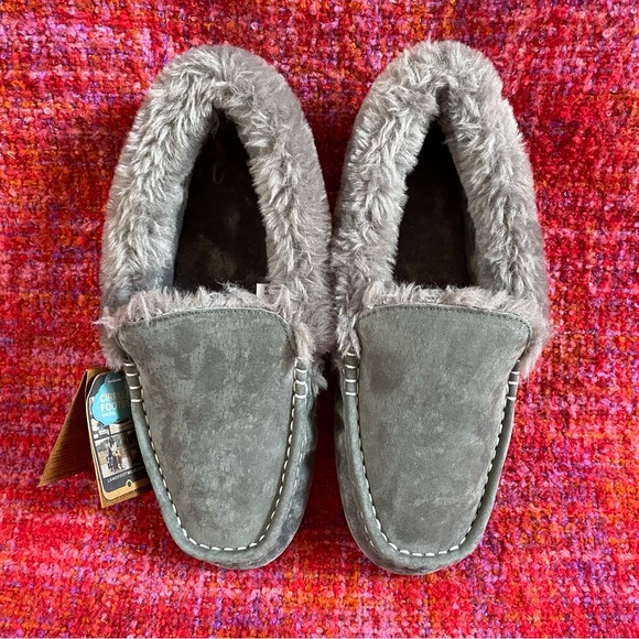 Lamo Shoes - Lamo Suede Aussie Moccasins Slippers Faux Fur Lining Charcoal Size 10 Women New